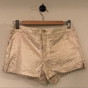 Abercrombie & Fitch metallic gold shorts